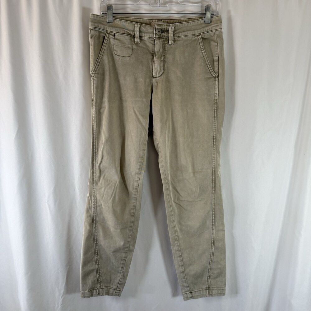 Chino by Anthropologie Pants Women's 26 Beige Relaxed Cotton Blend Mid Rise